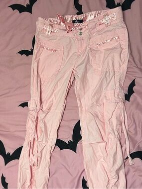 Women's Pink Wide Leg Cargo Jeans